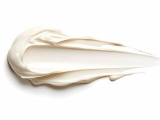 White cream texture smear stroke brush isolated on a white background evenly smoothly softly.