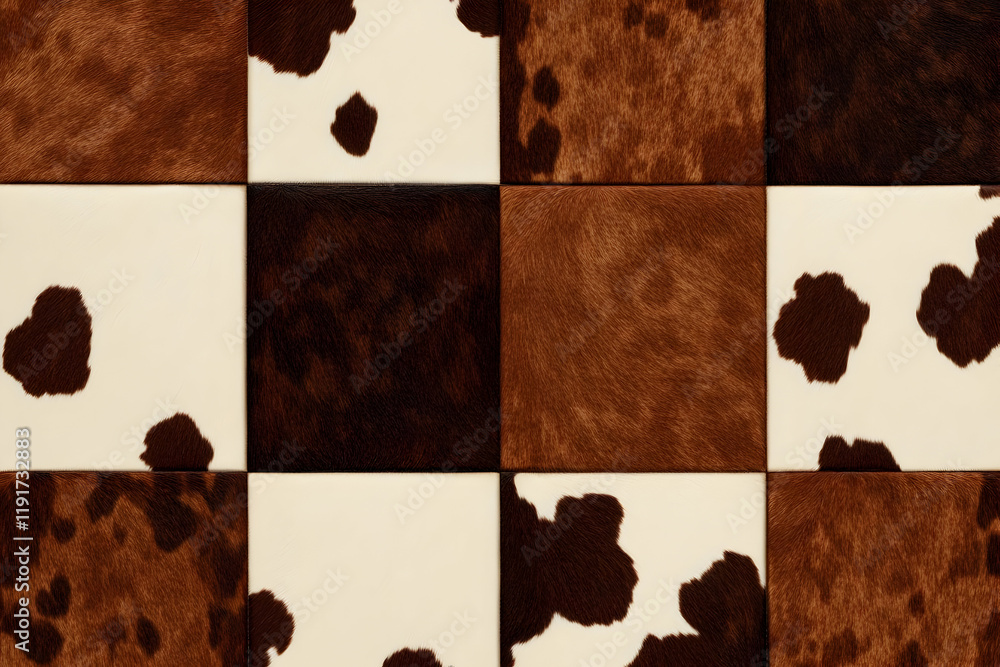 Poster checkerboard pattern of cowhide creates a rustic and stylish texture design.