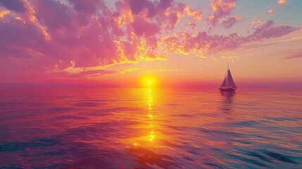 Serene Sunset. Tranquil evening by the waterfront