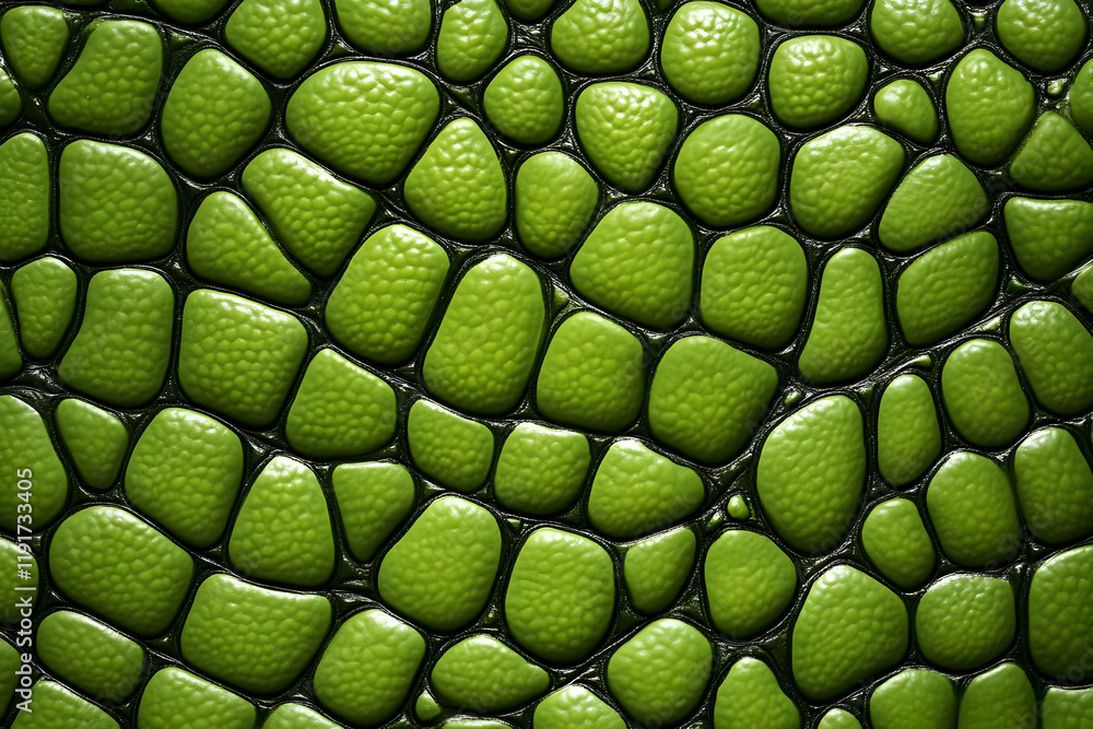Poster green textured surface forms a seamless reptile skin pattern background design.
