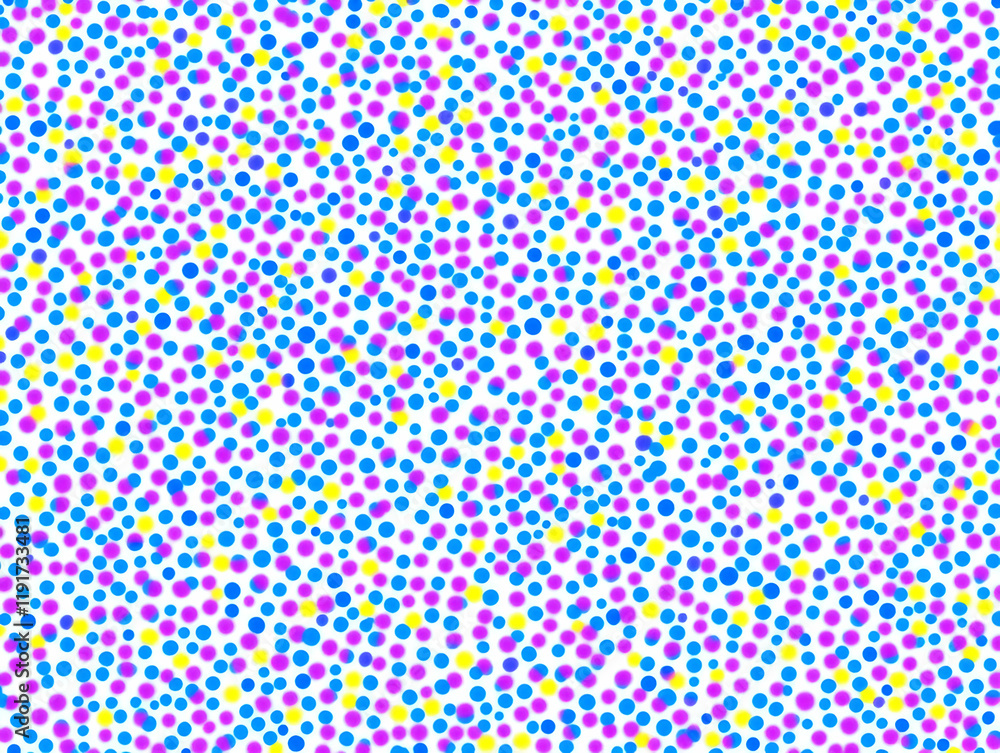 Poster abstract background creates a vibrant display of colorful blurred dots on a white backdrop.