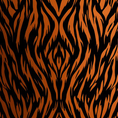 Bold Orange and Black Tiger Stripe Pattern Creates a Striking Visual Contrast and Rhythmic Design