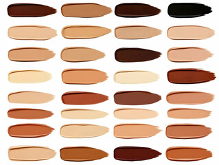 Foundation Shades Displayed in Swatches Showcasing Diverse Skin Tones for Makeup Application