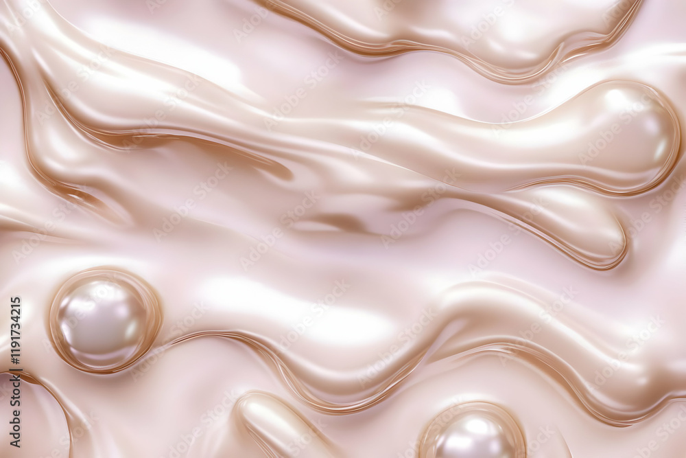 Poster pearls embedded in a flowing, pearlescent substance creates a luxurious and elegant abstract backgro