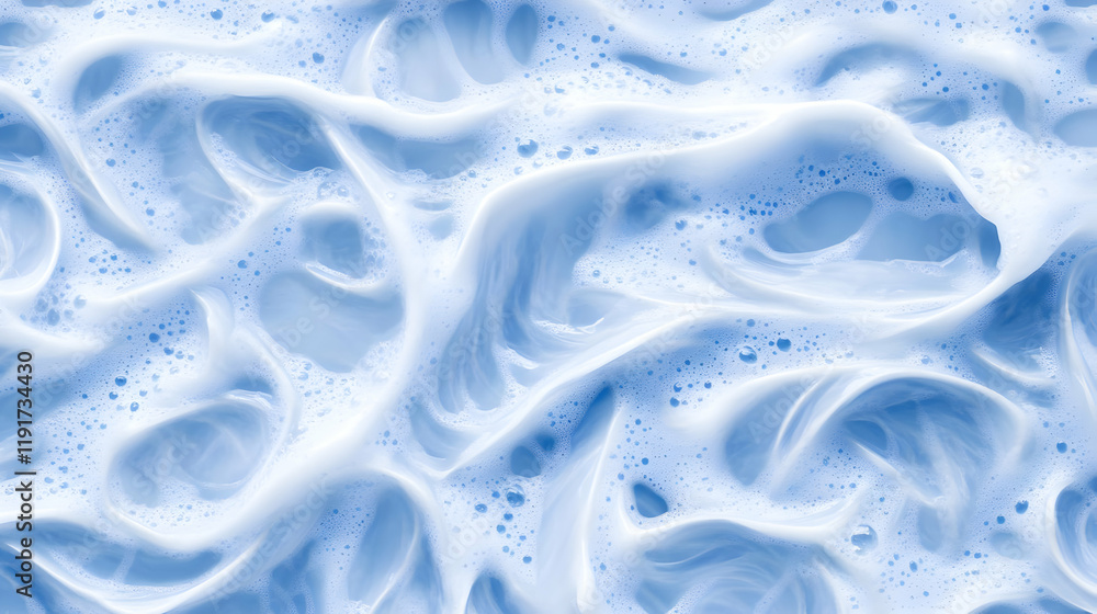 Poster light blue foam texture forms abstract swirls and bubbles gently