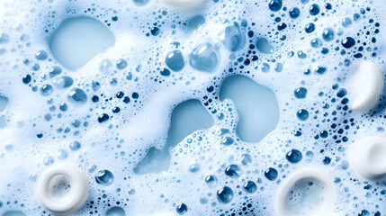 Soapy Water with Bubbles Creates a Textured Surface with Sudsy Patterns and Foam