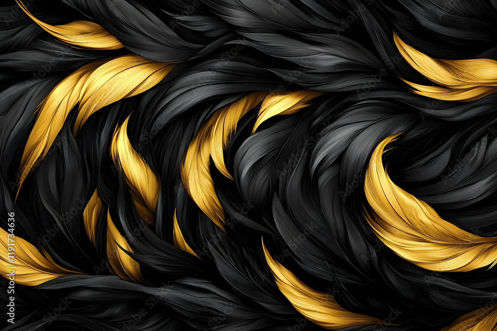 Aufkleber abstract background of intertwined gold and black strands flowing gracefully in a dynamic pattern
