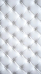 White Leather Upholstery Forms a Diamond Pattern with Decorative Buttons, Creating a Luxurious Texture.