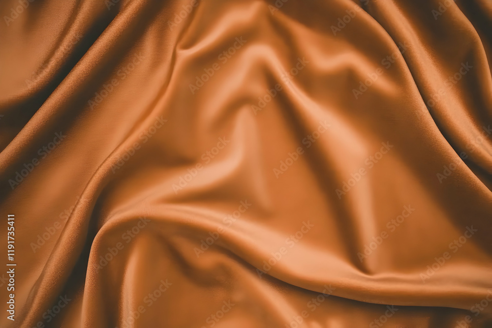 Poster flowing orange fabric drapes elegantly, creating soft folds and smooth textures for a luxurious back