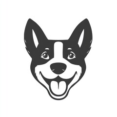 Obraz premium Happy dog head portrait, white background, pet illustration, website icon