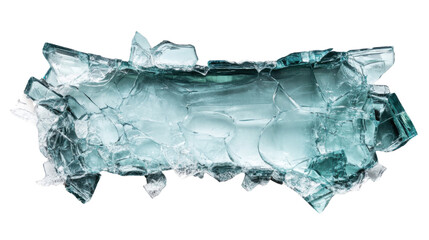 Fototapeta premium Hole in broken glass transparent background