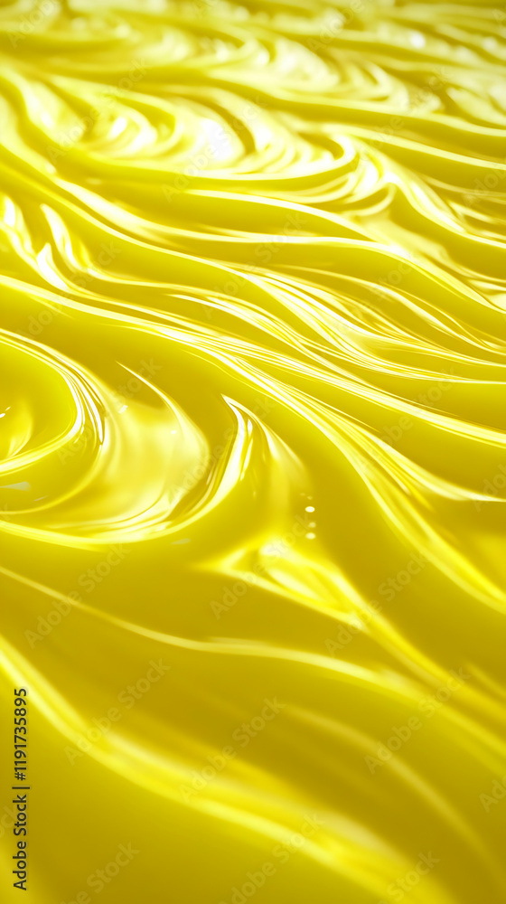 Aufkleber abstract yellow liquid background flows smoothly with wavy texture and glossy finish.