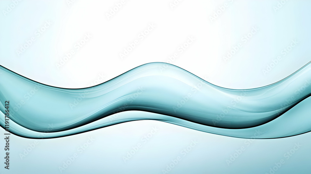 Aufkleber abstract blue wave flows smoothly across a light background, creating a serene and elegant design.