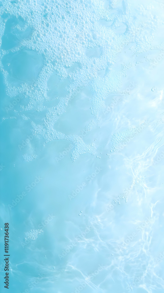 Poster light blue water with bubbles creates a refreshing and calming abstract background texture.