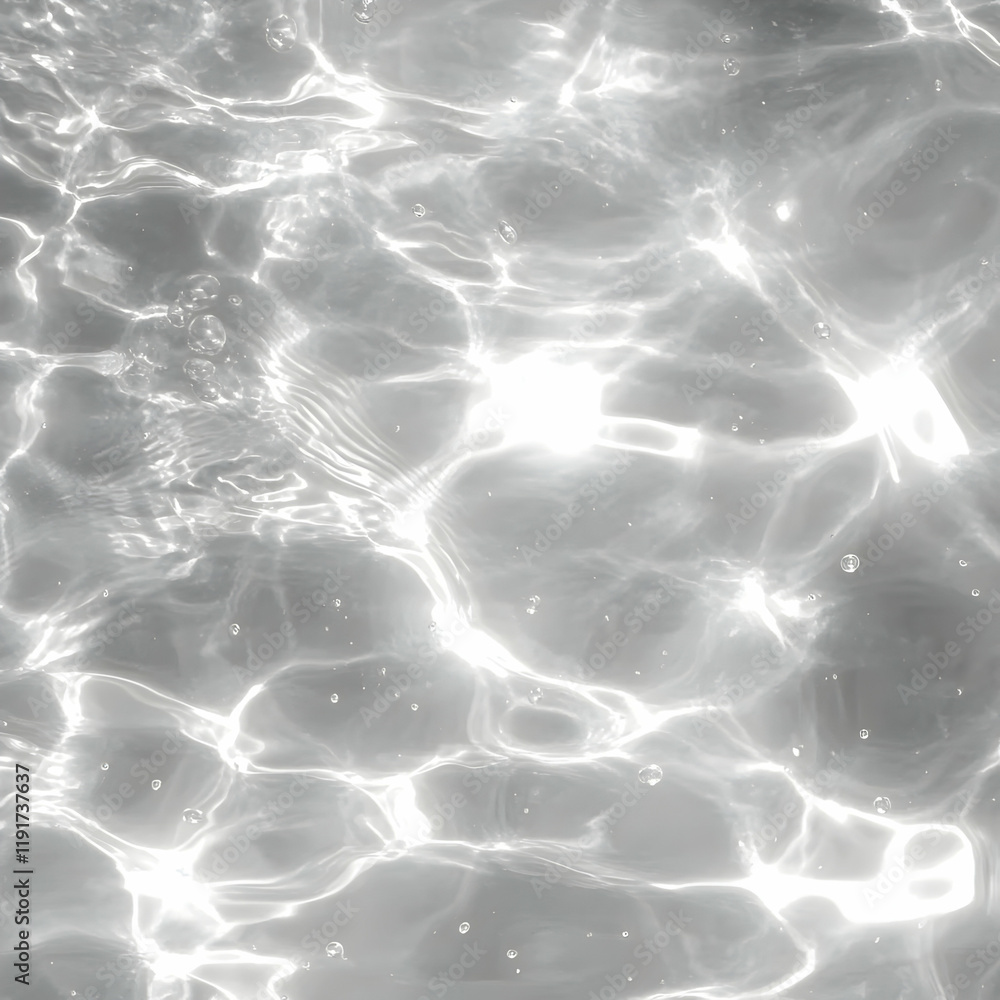 Poster sunlight reflects on the water surface creating a bright, shimmering effect with subtle ripples and 