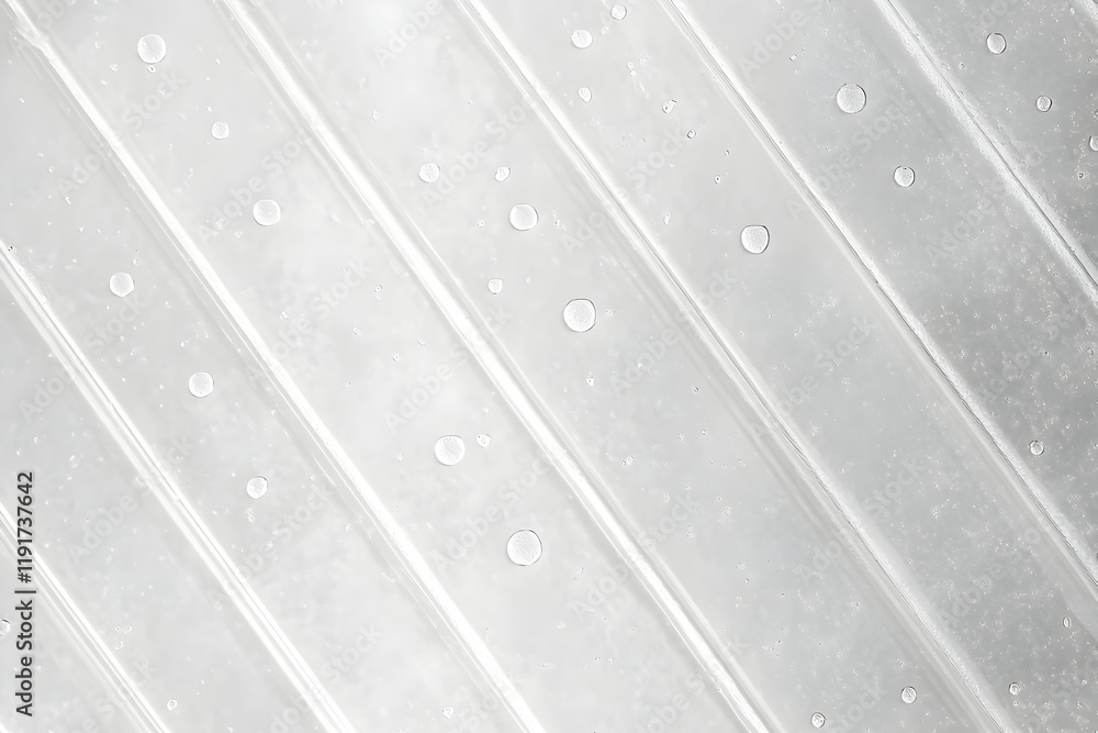 Poster close-up of water droplets on a textured translucent surface reveals intriguing patterns and light p