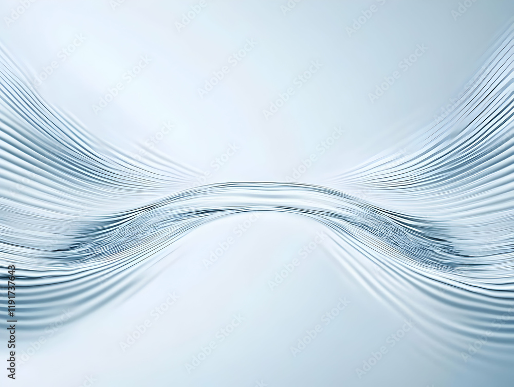 Poster abstract 3d flowing lines create a gentle wave in soft blue hues on a light background