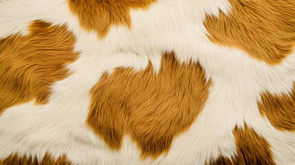Close-up of Brown and White Animal Hide Shows Soft Fur Texture and Natural Pattern Variation