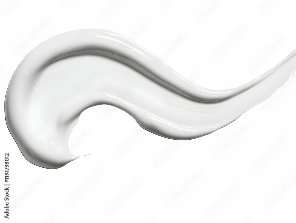 Poster white cream swirls gracefully on a clean white backdrop, creating a smooth and elegant texture