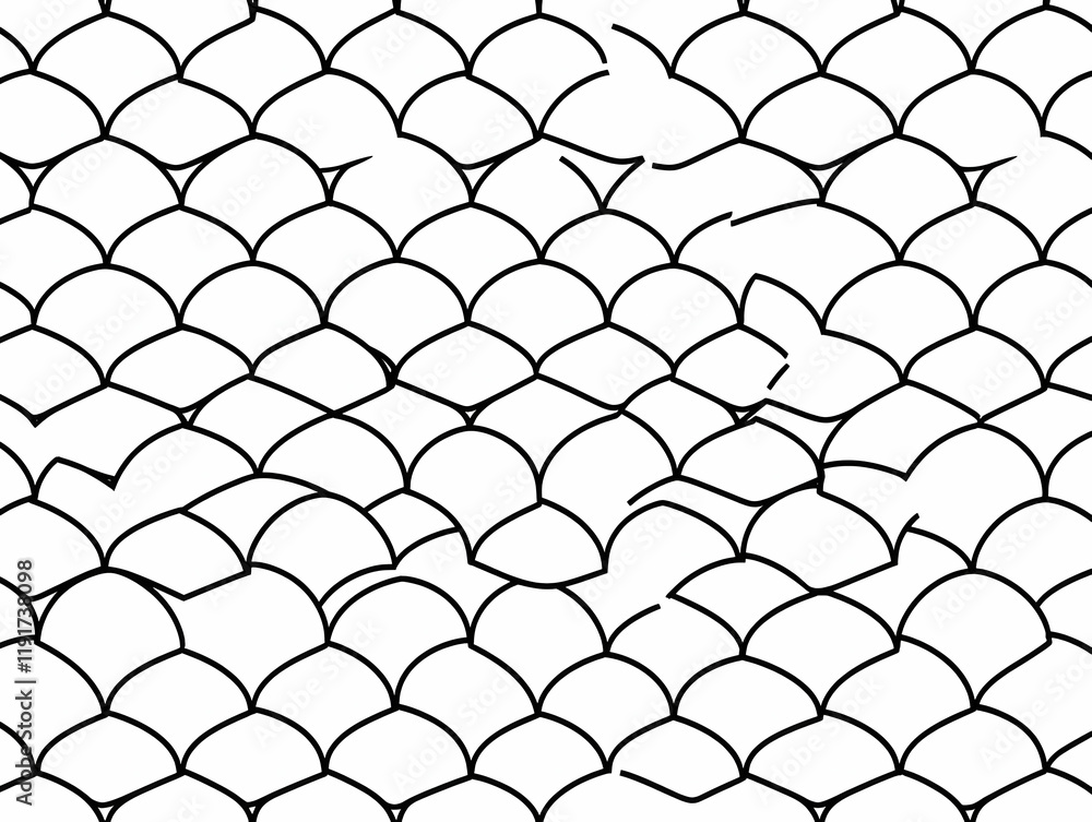 Poster abstract black and white seamless geometric pattern with interlocking arcs creates a stylish backgro