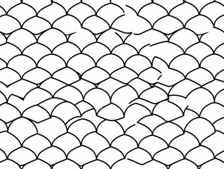 Abstract Black and White Seamless Geometric Pattern with Interlocking Arcs Creates a Stylish Background.