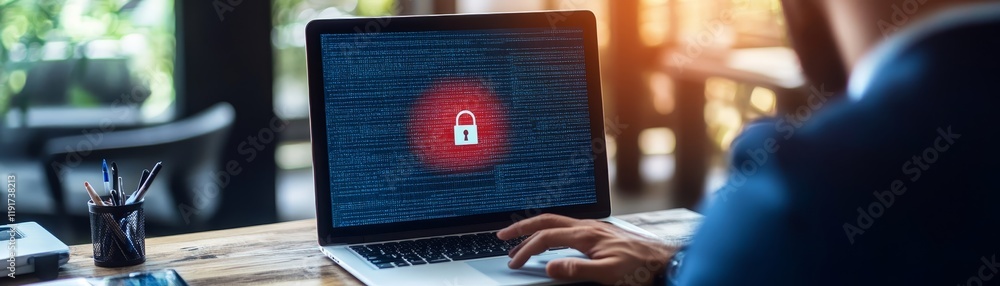 Poster laptop security, protecting your digital world secure your data with advanced cybersecurity measures