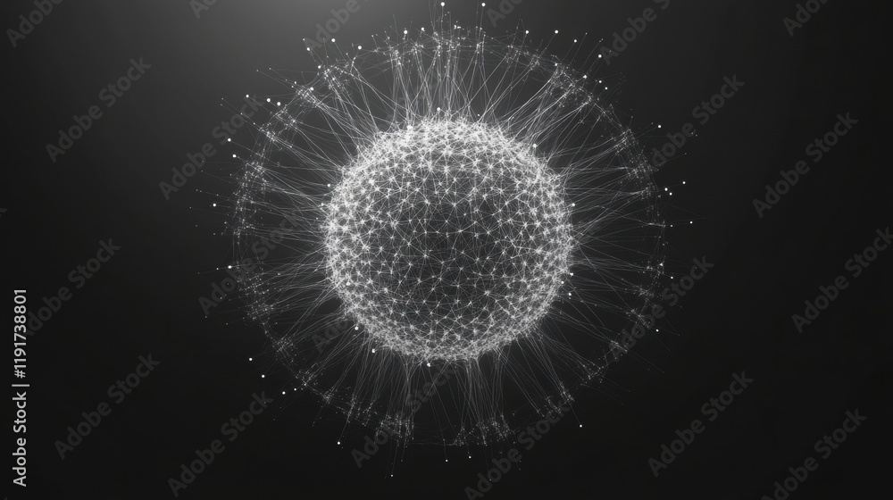Aufkleber graphical representation of a virus with minimalistic design featuring intricate details and network