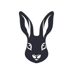 Rabbit head, black and white, simple design, isolated, logo