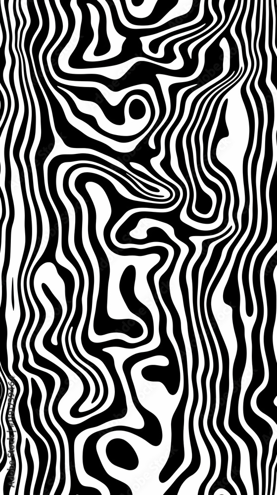 Aufkleber abstract black and white wavy lines pattern forms a seamless and stylish background design.