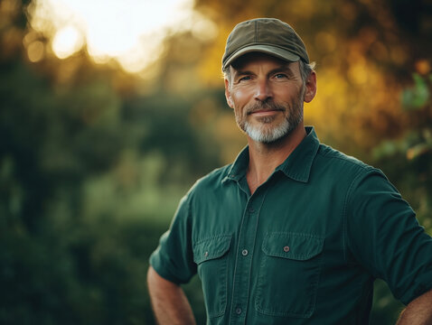 Proud Farmer Exudes Strength and Self-Assurance While Standing Confidently with Hands on Hips. - Powered by Adobe