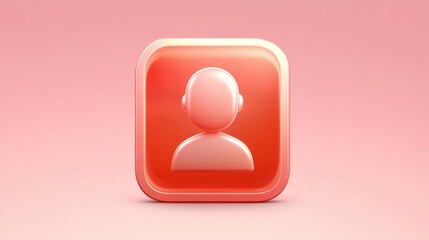 Red icon portrait, symbolic representation of a person's face in digital art red