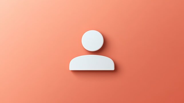 White person icon on red background, symbol of online identity, connection, communication