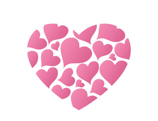 Pink heart with hearts in it. Love and romantic symbol. Valentines design element. Isolated vector image
