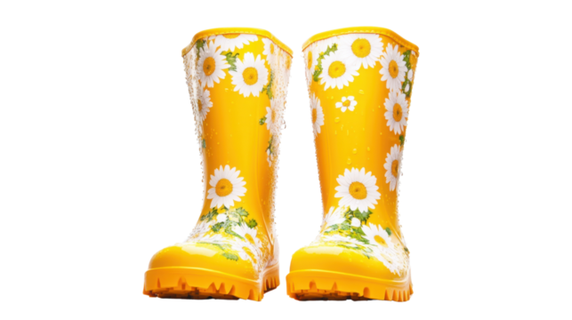 Colorful rubber boots transparent background