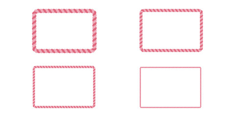 Pink rope frames for valentine's day. Decoration Valentine border with heart on transparent background
