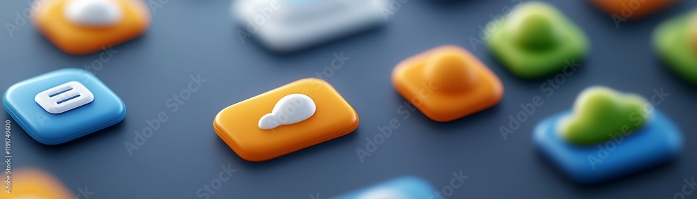 Poster colorful app icons showcase, a vibrant display of modern mobile interface design for enhanced user e