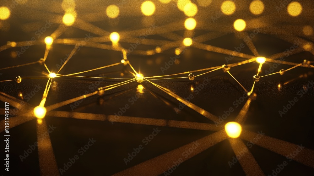 Poster A D render of a futuristic data network diagram with glowing nodes.