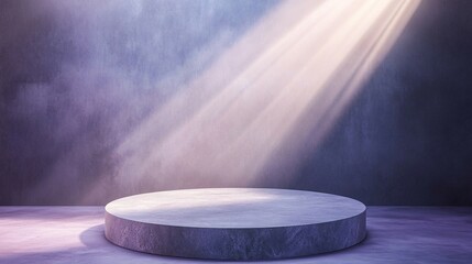 purple podium with spotlight