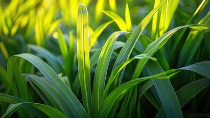Obraz premium A close-up of grass blades swaying gently in the breeze during golden hour.