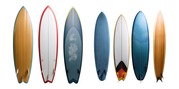 Colorful Collection of Surfboards on Display, PNG collection, set bundle, isolate on transparent or white background