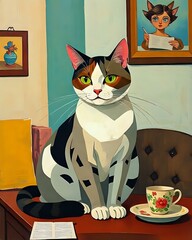 cat in the kitchen