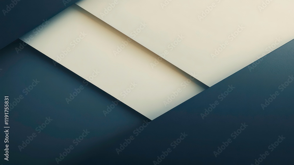 Poster Abstract geometric background with overlapping shapes in navy and beige.