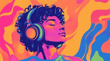 Vibrant Noise Cancelling Headphones Illustration