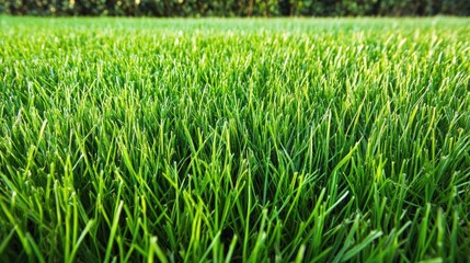 Obraz premium A vibrant green grass field stretching into the horizon on a sunny day.