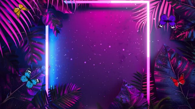 reative fluorescent color layout neon light seamless looping overlay 4k virtual video animation background