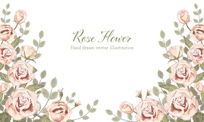 水彩で描いた美しい薔薇のフレーム