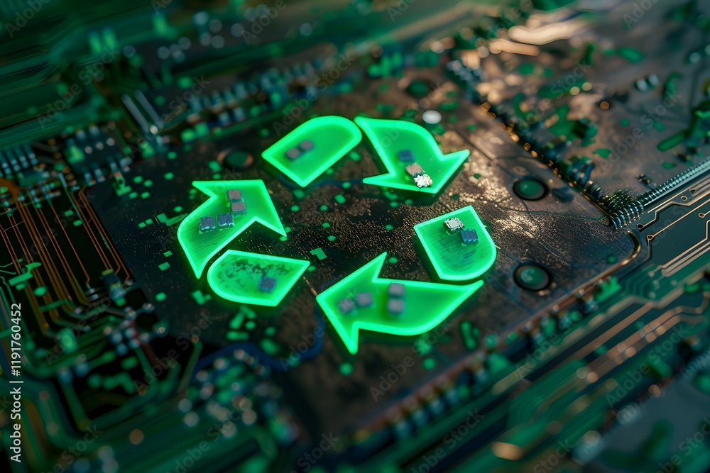 Poster circuit board with embedded recycling symbol
