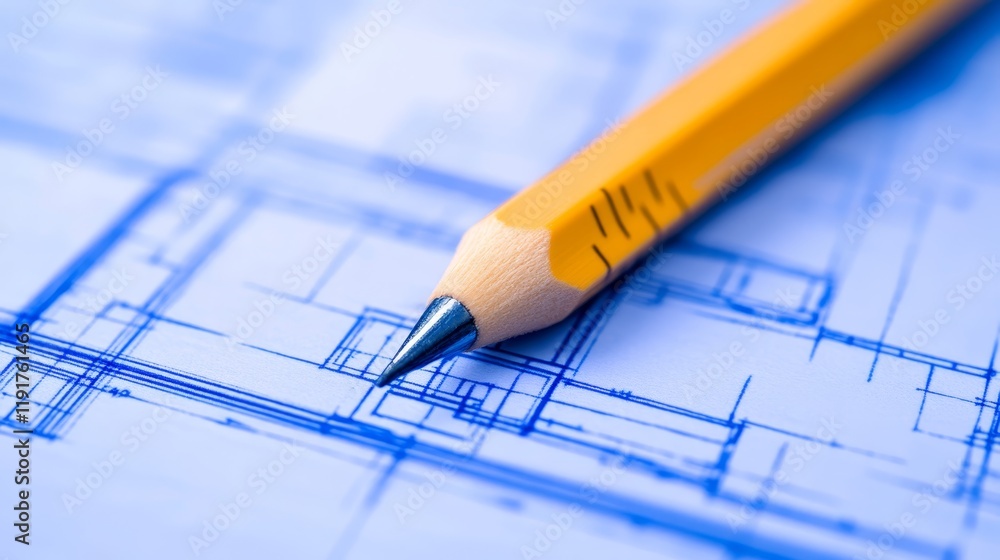 Poster technical drawing blueprint plan design architecture engineering construction measurement tool preci