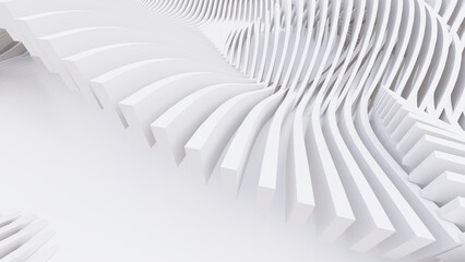 Abstract Curved Shapes. White Circular Background.