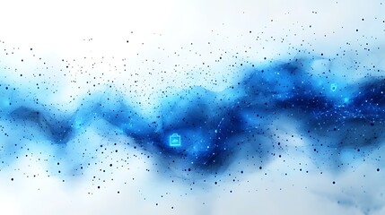 Obraz premium Blue data stream flowing, digital cloud, futuristic background, technology concept